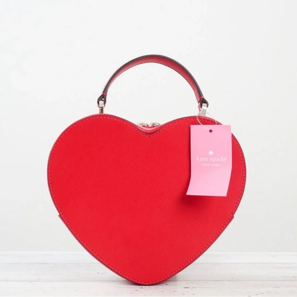 NWT Kate Spade Love Shack Heart Crossbody Purse Leather Candied Cherry Red - Picture 6 of 12